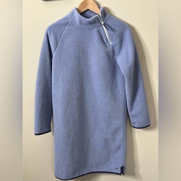 Vineyard Vines Girls Mock Neck Fuzzy Raglan Dress Blue Size XL 16 New with Tags - Picture 1 of 7
